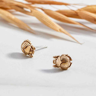 Nina Designs Bronze Scarab Beetle Post Earrings