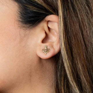 Sterling Silver or Bronze Dimensional Thistle Post Earrings 13x11mm - Nina Designs