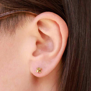 Bronze Merkaba Earrings on Ear