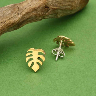 Nina Designs Bronze Monstera Leaf Post Earrings