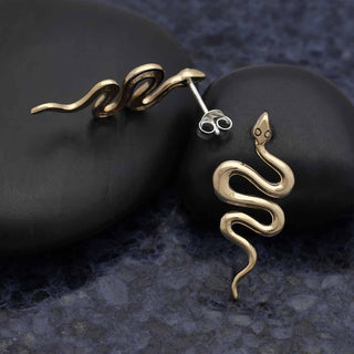 Nina Designs Bronze Large Snake Post Earrings