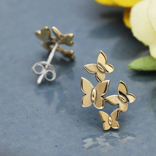 Nina Designs Bronze Butterfly Cluster Post Earrings