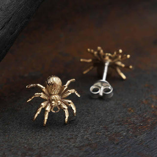 Nina Designs Bronze Realistic Spider Post Earrings