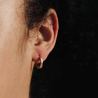 Bronze 13mm Huggie Hoop on Ear