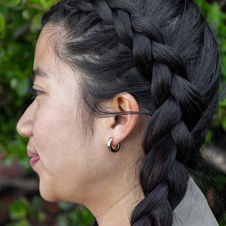 Bronze Thick Chunky Huggie Hoop on Ear