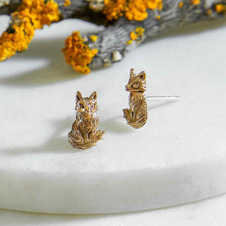 Nina Designs Bronze Sitting Fox Post Earrings