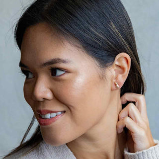 Bronze Fox Post Earrings on Ear