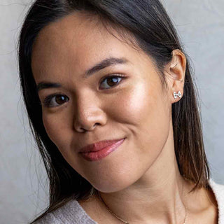 Bowtie Pasta Shaped Earrings on Model