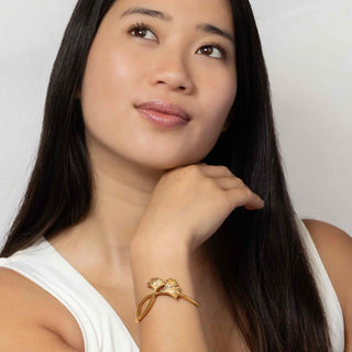 Bronze Gingko Leaf Bracelet on Wrist