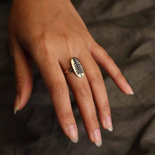 Bronze Etched Pine Tree Ring on model