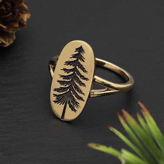 Nina Designs Bronze Etched Pine Tree Ring