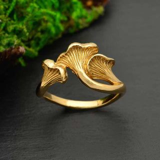 Sterling Silver or Bronze Chanterelle Mushroom Ring - Nina Designs
