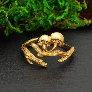 Nina Designs Bronze Mushrooms on a Branch Adjustable Ring