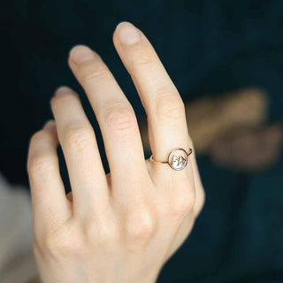 Bronze Snow capped Mountain Top Ring on Hand