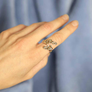 Bronze Adjustable Cherry Blossoms Ring on model