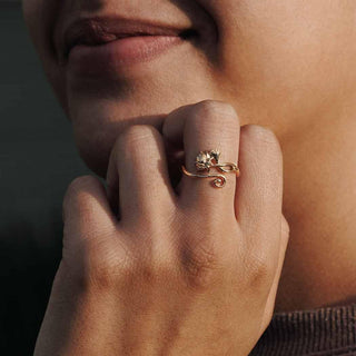 Bronze Adjustable Lotus Ring on model