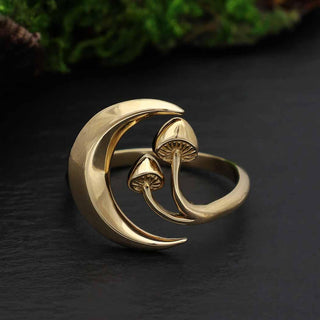 Nina Designs Bronze Crescent Moon and Mushroom Adjustable Ring