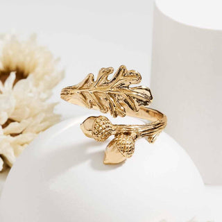 Bronze Adjustable Oak and Acorn Ring