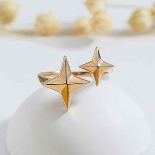 Sterling Silver or Bronze Adjustable North Star Ring - Nina Designs