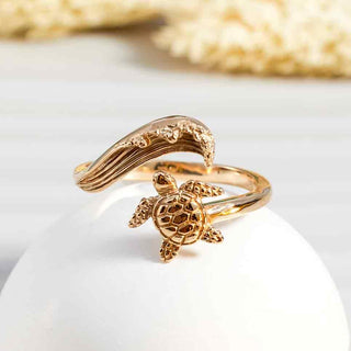 Nina Designs Bronze Wave and Turtle Adjustable Ring