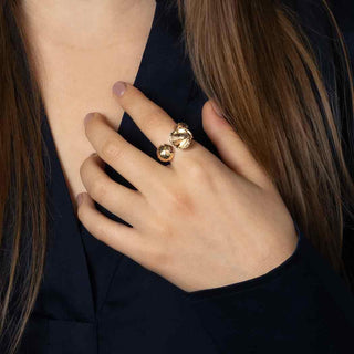 Bronze Mushroom Cap Adjustable Ring on Hand