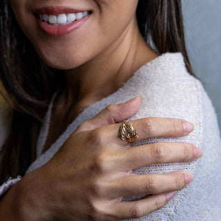 Bronze Adjustable Thistle Ring on model