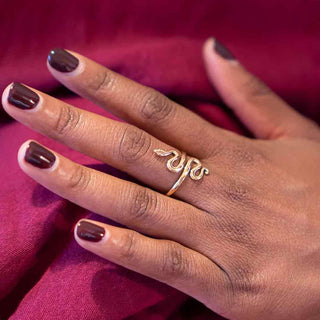 Adjustable Bronze Snake Ring on Hand