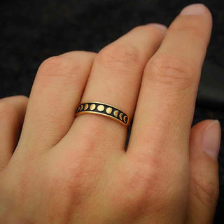 Bronze Moon Phase Ring on Hand