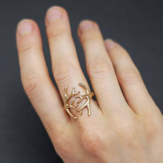 Bronze Adjustable Antler Ring on model