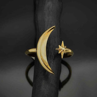 Nina Designs Bronze Moon and Star Adjustable Ring