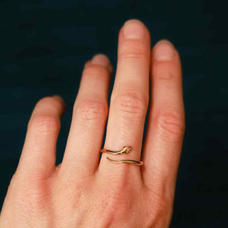 Sterling Silver or Bronze Adjustable Simple Snake Ring - Nina Designs