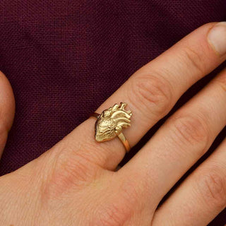 Bronze Anatomical Heart Ring on model
