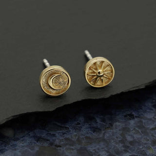 Nina Designs Bronze Sun and Moon Post Earrings