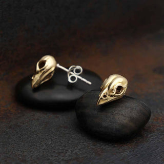 Nina Designs Bronze Small Bird Skull Post Earrings