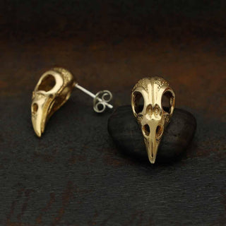 Nina Designs Bronze Raven Skull Post Earrings