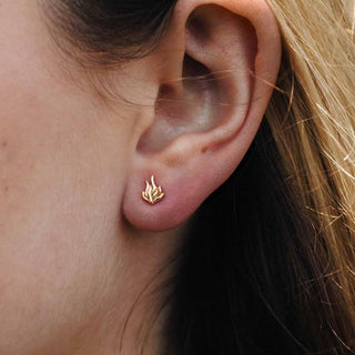 Bronze Flame Earrings On Ear Photo
