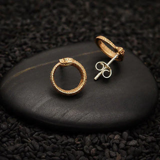 Nina Designs Bronze Snake Ouroboros Post Earrings