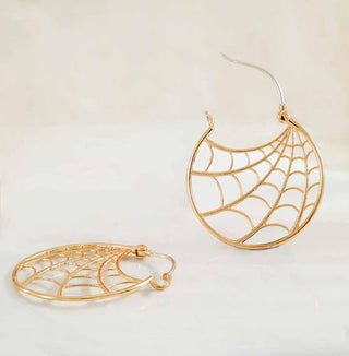 Nina Designs Bronze Spider Web Hoop Earrings