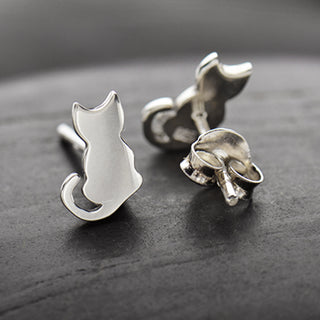 Nina Designs Sterling Silver Cat Post Earrings