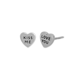 Candy Hearts Stud Earrings - Love You & Kiss Me