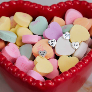 Candy Hearts Stud Earrings - Love You & Kiss Me