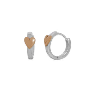 Huggie Hoops with Bronze Heart on Front