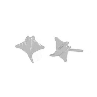 Silver Sting Ray Earrings on white background