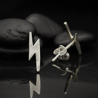 Nina Designs Sterling Silver Lightning Bolt Post Earrings