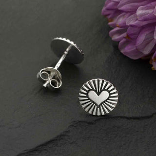 Nina Designs Sterling Silver Flat Radiant Heart Post Earrings