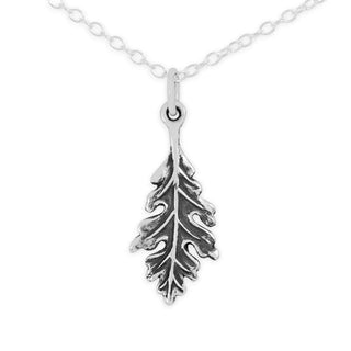 Sterling Silver Oak Leaf Necklace on white background