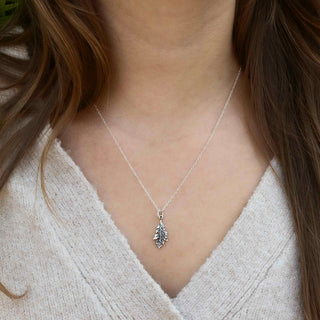 Sterling Silver Oak Leaf Necklace on model neck
