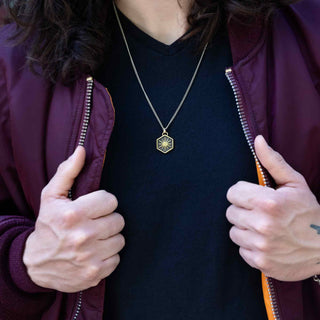 Mixed Metal Sun Necklace on Model