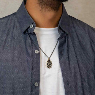 Bronze Shadowbox Snake Necklace on Male Model