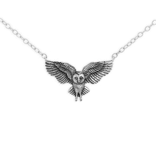 Sterling Silver Flying Owl Festoon Necklace on white background